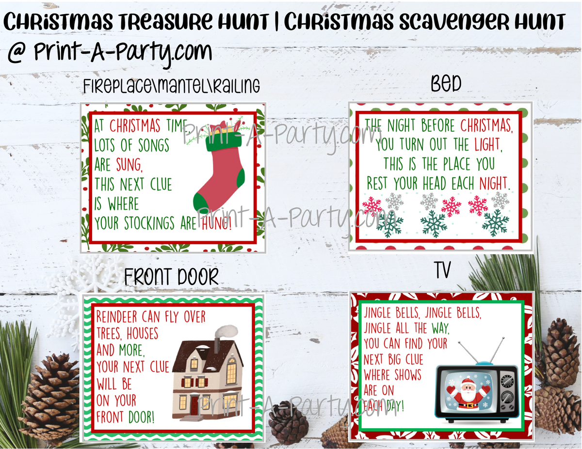 Christmas Scavenger Hunt Clues for Kids - My Party Design