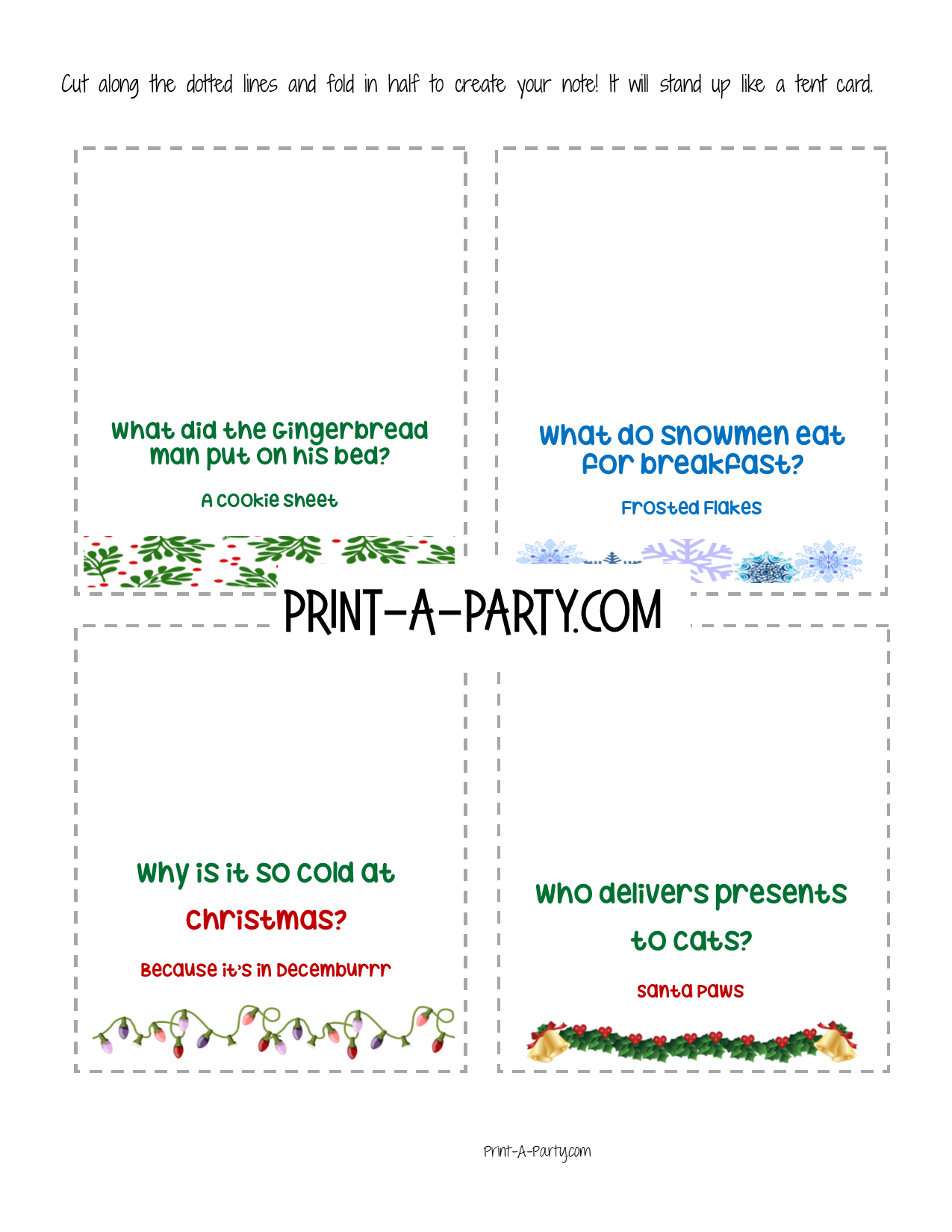 ELF NOTE CARDS - Printable Elf Notes - 32 Tent Cards from Your Christmas Elf