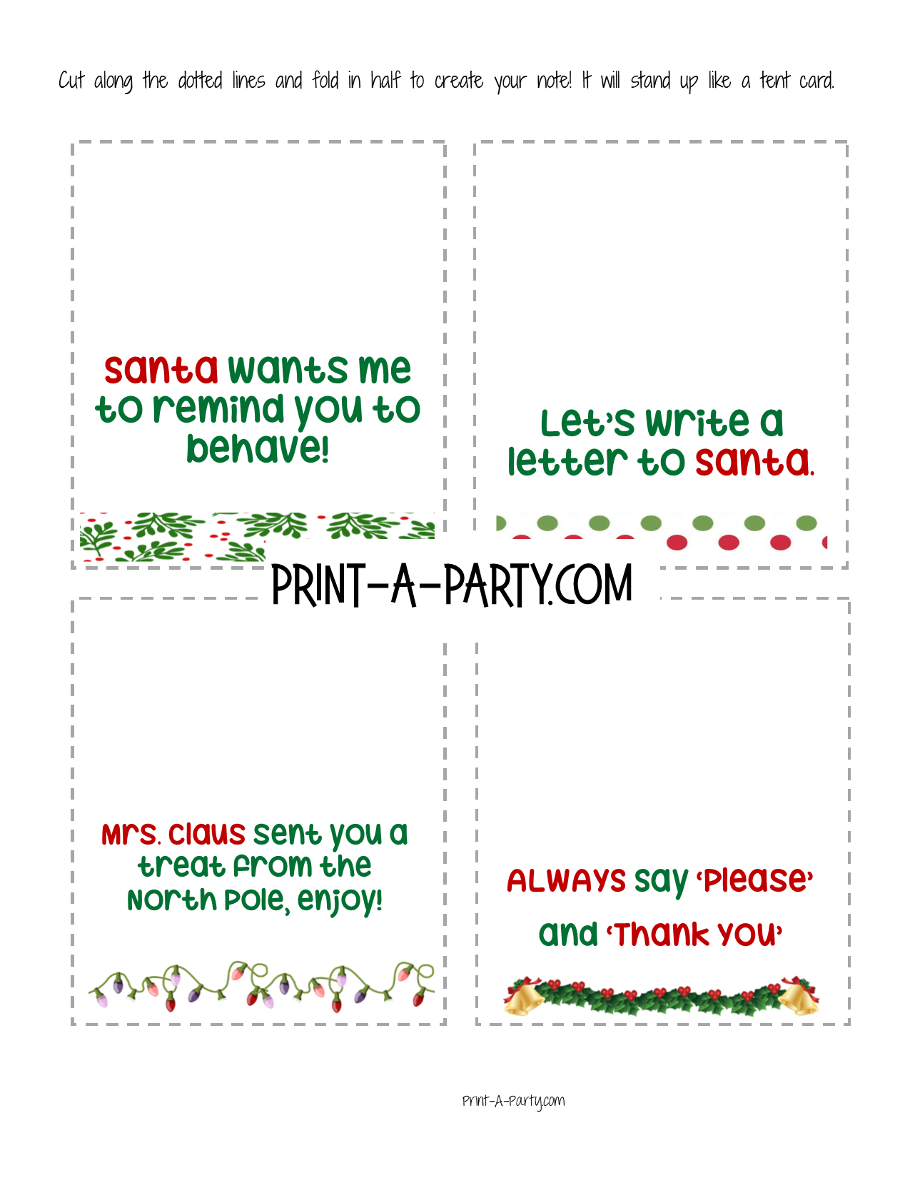 ELF NOTE CARDS - Printable Elf Notes - 32 Tent Cards from Your Christmas Elf
