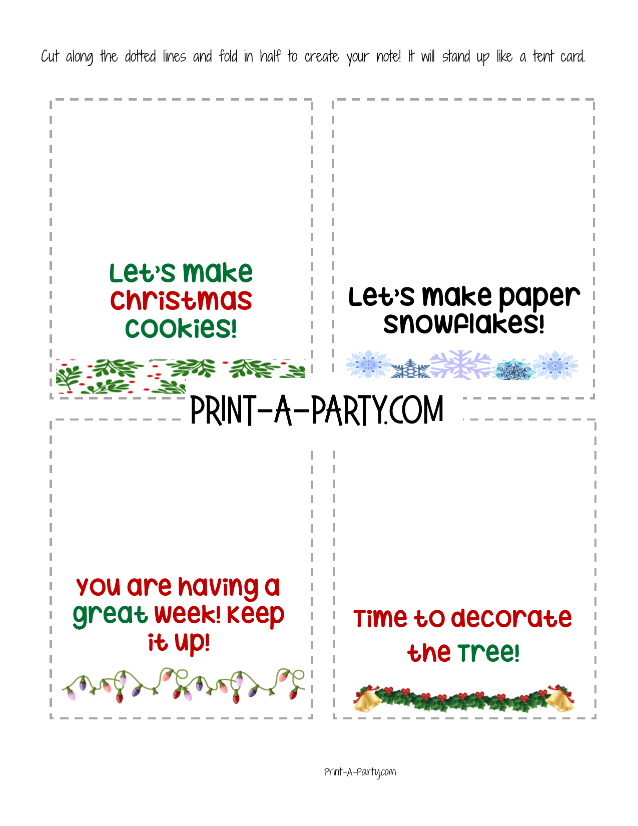 ELF NOTE CARDS - Printable Elf Notes - 32 Tent Cards from Your Christmas Elf
