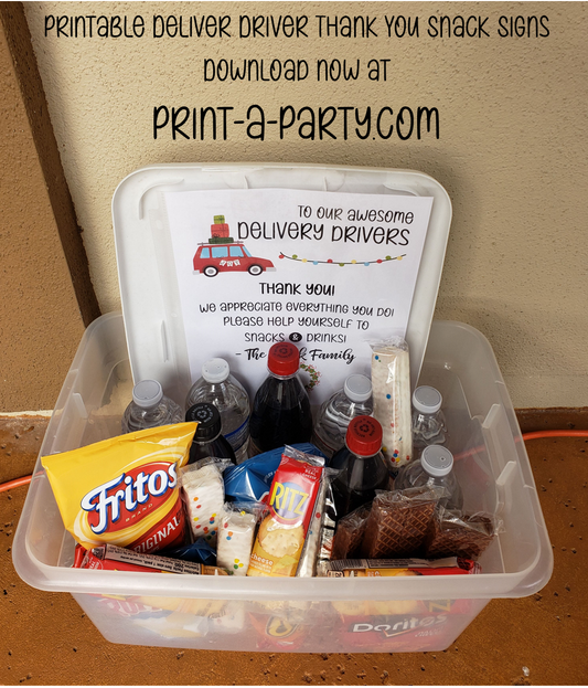 Delivery Driver Holiday Thank You Sign Printable – Snack Station Sign for Front Porch