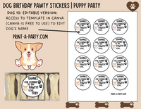 Dog Birthday PAWty Stickers | Printable or Editable | Dog Party | Puppy Birthday | First Birthday | Dog Favors | Dog Pawty | Thank You Stickers