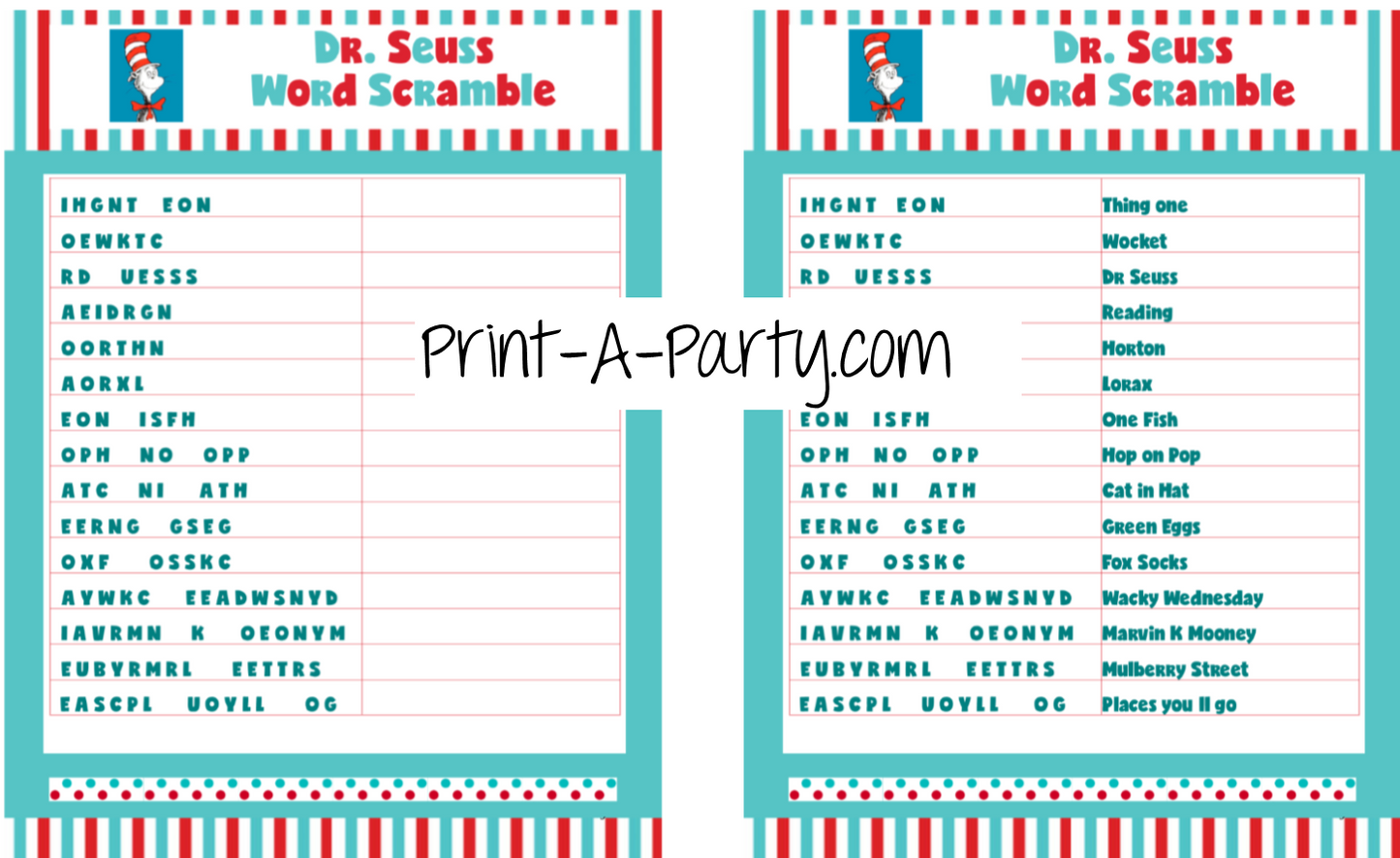 ACTIVITY BUNDLE: Dr. Seuss | Classrooms | Parties | Activities | Bingo | Word Search | Word Scramble | Class Posters INSTANT DOWNLOAD