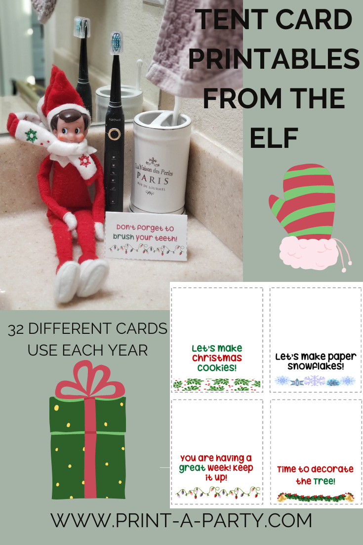 ELF NOTE CARDS - Printable Elf Notes - 32 Tent Cards from Your Christmas Elf
