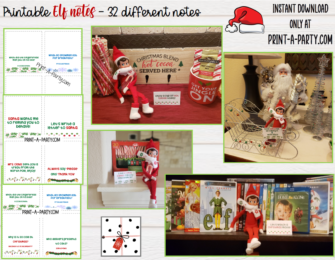 ELF NOTE CARDS - Printable Elf Notes - 32 Tent Cards from Your Christmas Elf
