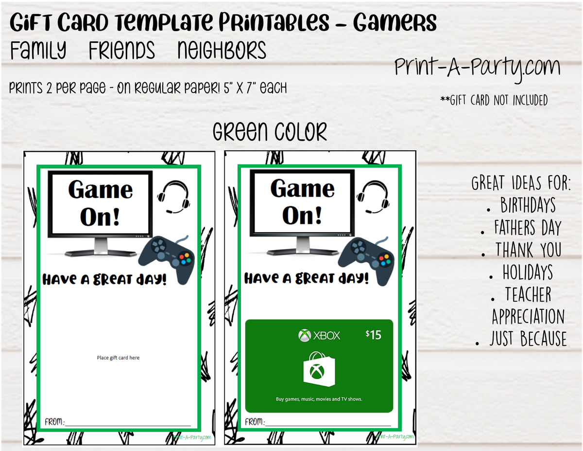 Print xbox gift shop card