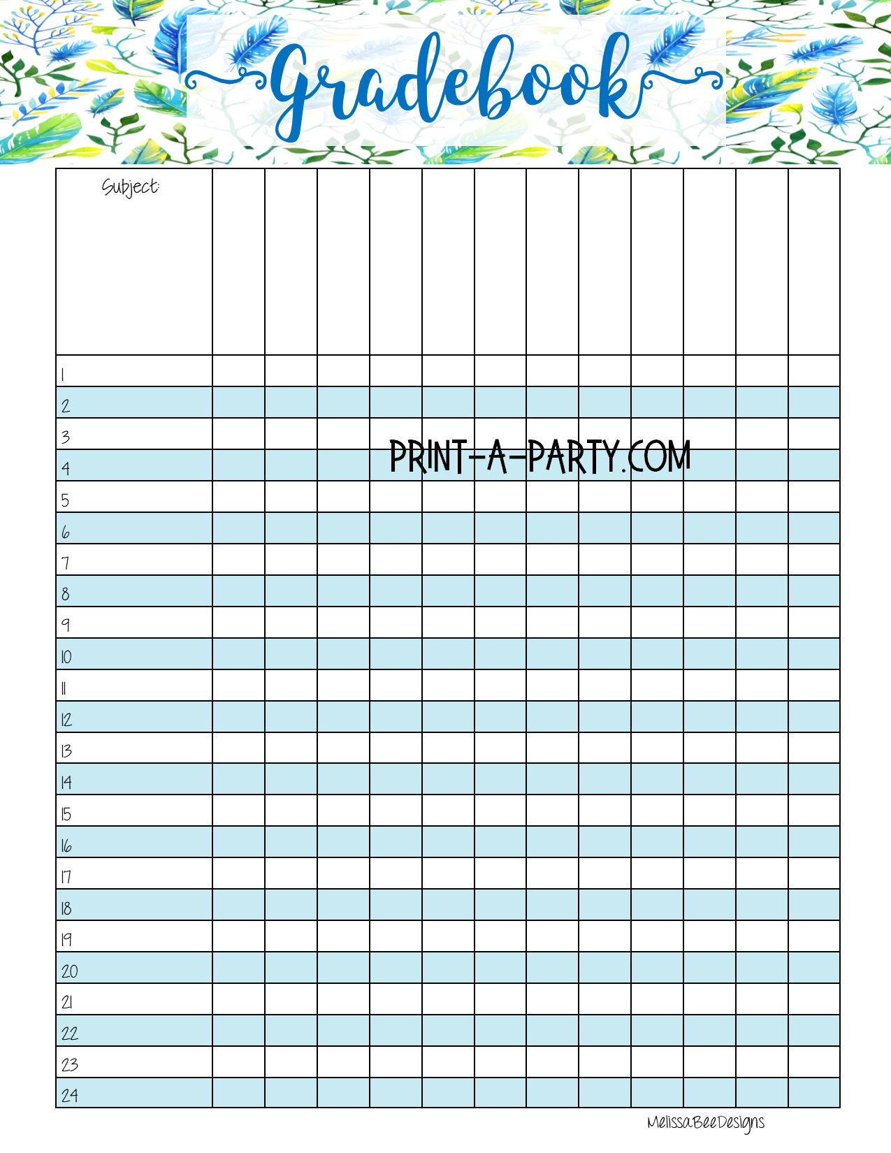 PLANNER: Teacher Planner | Gradebook | Binder Pages | Blue Floral Design