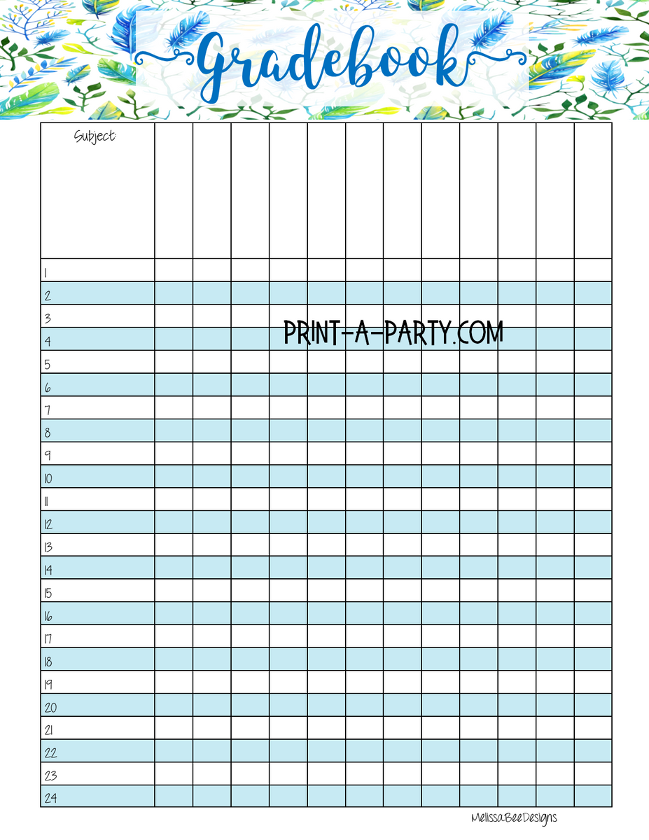 Teacher Planner Gradebook Binder Pages Printable Instant