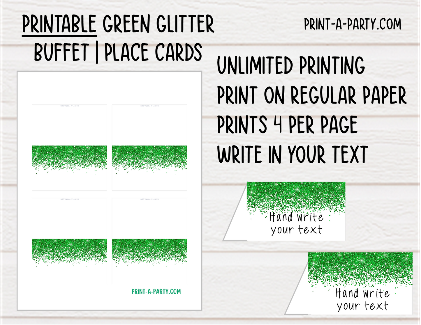 DIY Printable or Editable Buffet Food Label Cards or Seating Place Cards | GLITTER Theme Designs | Place Card Signs | Buffet Labels | Food Labels | Party Labels | Birthdays | Weddings | Showers | Babies