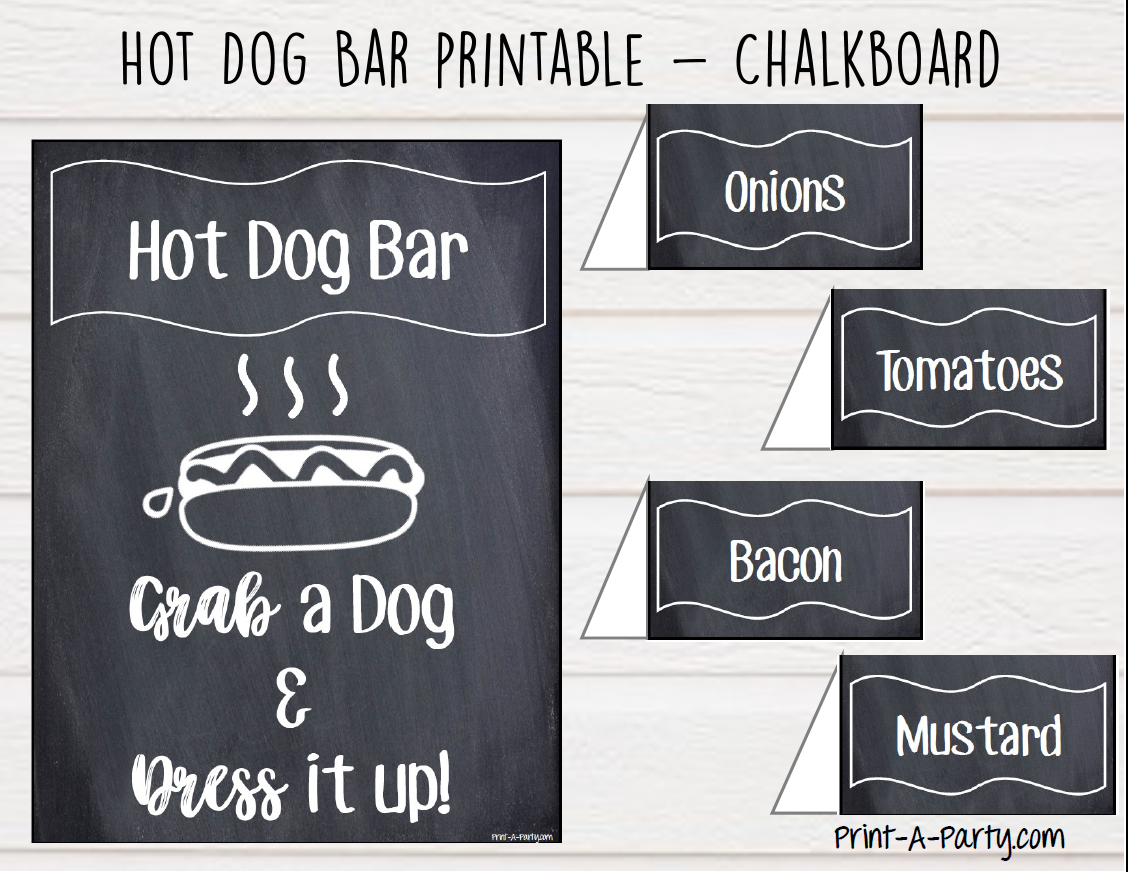 Hot Dog Bar: Free Party Printables, Pocket Change Gourmet, Recipe