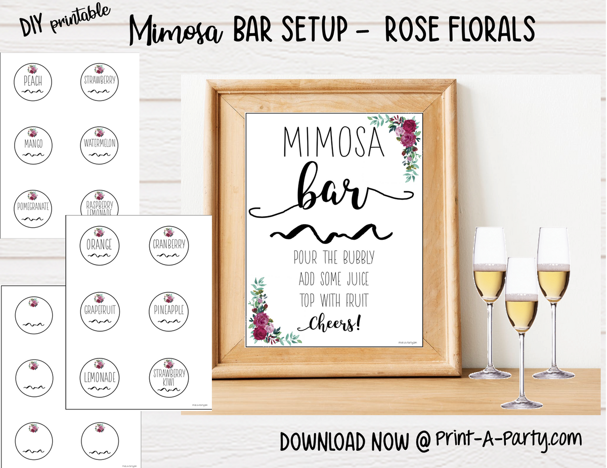Mimosa Bar Sign Printable. Chalkboard Wedding Bar Sign By