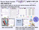Monthly Planner Kit 4 - APRIL Printable | To Do/Goal Tracker | Gratitude Challenge | Word Search Game | Mood Tracker | Planner/Binder Sizes
