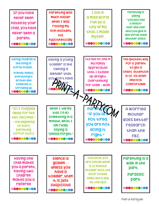 PLANNER STICKERS: Funny Parenting Quotes | Boxes | INSTANT DOWNLOAD Fits a variety of planners!