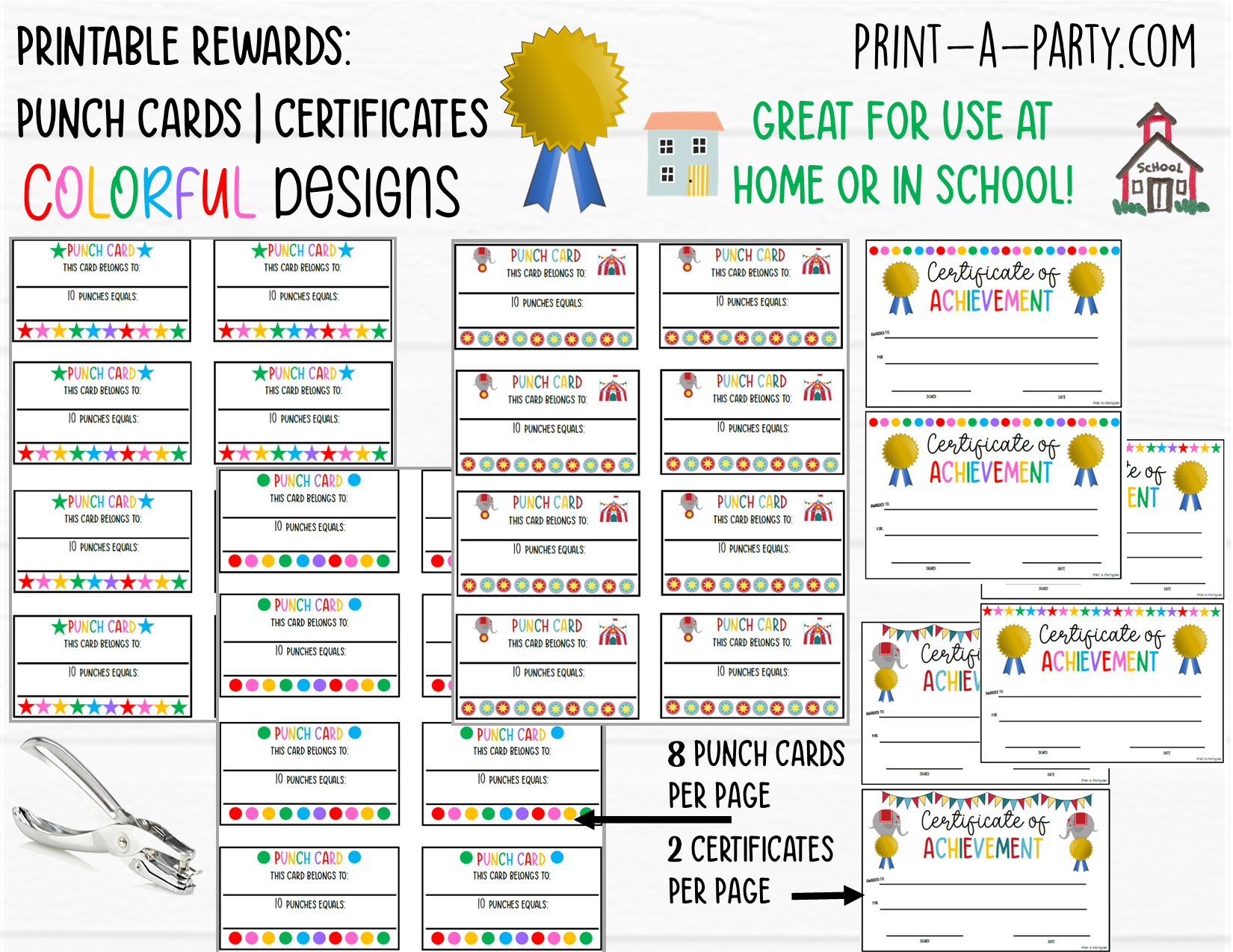 classroom-punch-cards-and-certificates-to-reward-behavior-printable-classroom-behavior-potty-training-printaparty for Free Printable Punch Cards For Students Classroom Punch Cards and Certificates to reward behavior | Printable | Classroom Behavior | Potty Training – PrintAParty for Free Printable Punch Cards For Students