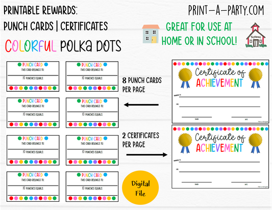 REWARD | CERTIFICATE: Punch Cards and Certificates to reward behavior | For Kids or Students | Classroom Behavior | Potty Training