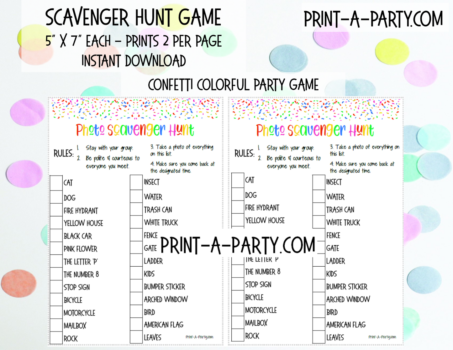 SCAVENGER HUNT GAME - INSTANT DOWNLOAD - Great for Tween/Teen parties