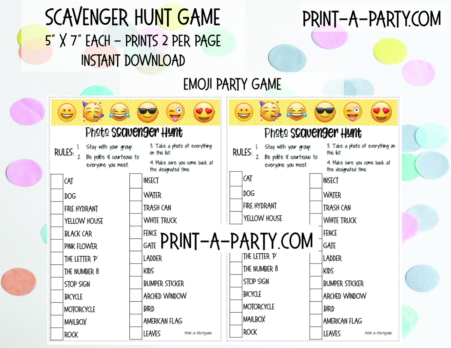 SCAVENGER HUNT GAME - INSTANT DOWNLOAD - Great for Tween/Teen parties