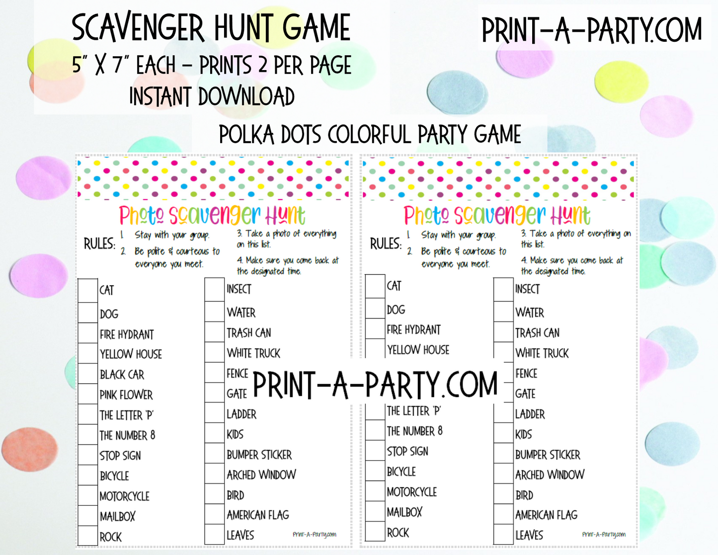SCAVENGER HUNT GAME - INSTANT DOWNLOAD - Great for Tween/Teen parties