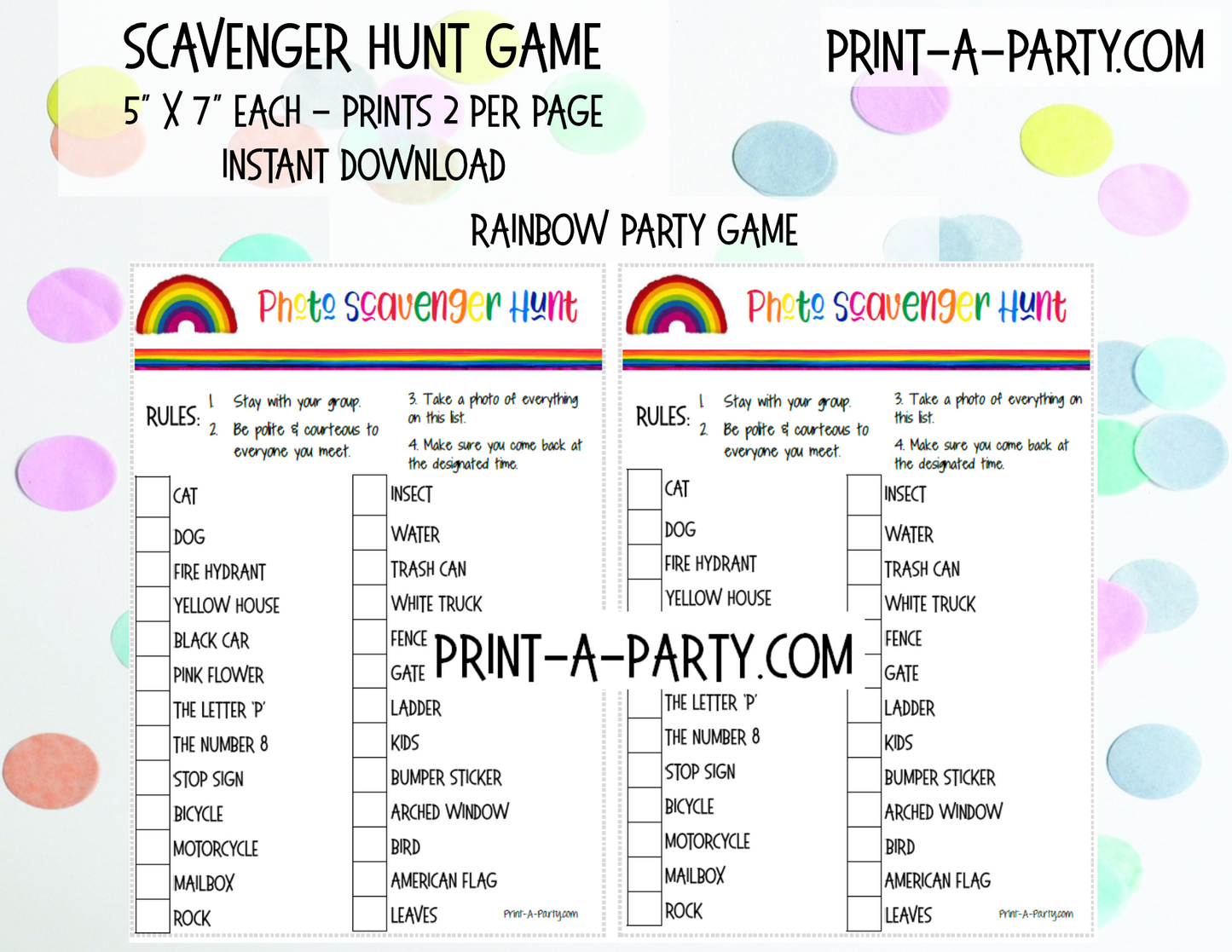 SCAVENGER HUNT GAME - INSTANT DOWNLOAD - Great for Tween/Teen parties
