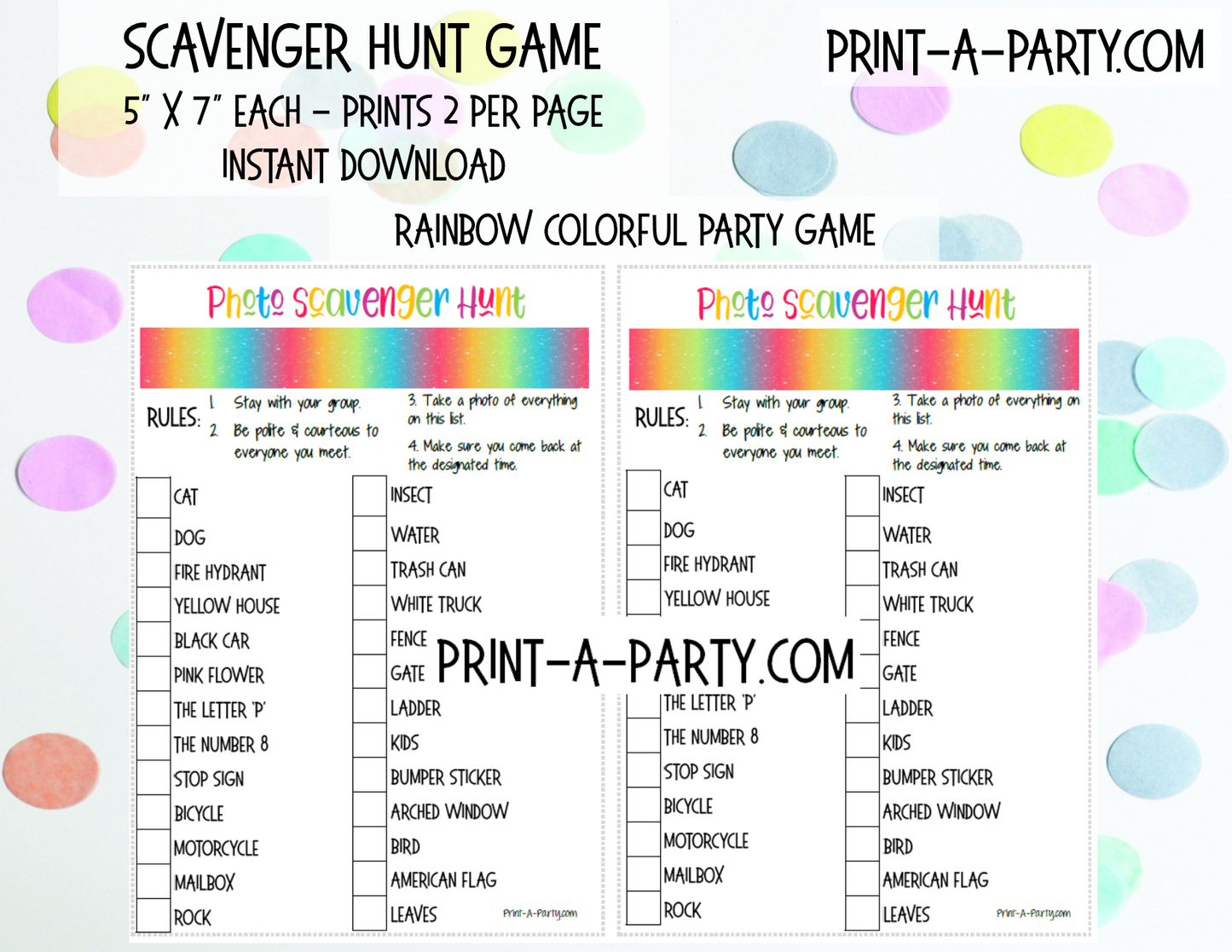 SCAVENGER HUNT GAME - INSTANT DOWNLOAD - Great for Tween/Teen parties
