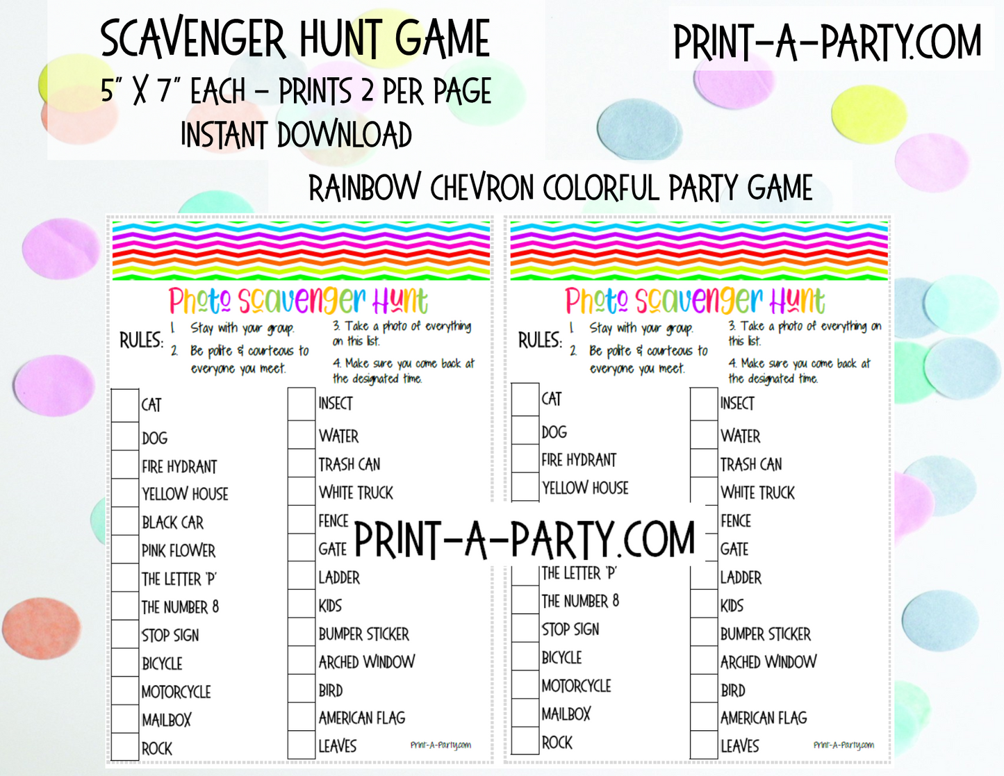 SCAVENGER HUNT GAME - INSTANT DOWNLOAD - Great for Tween/Teen parties
