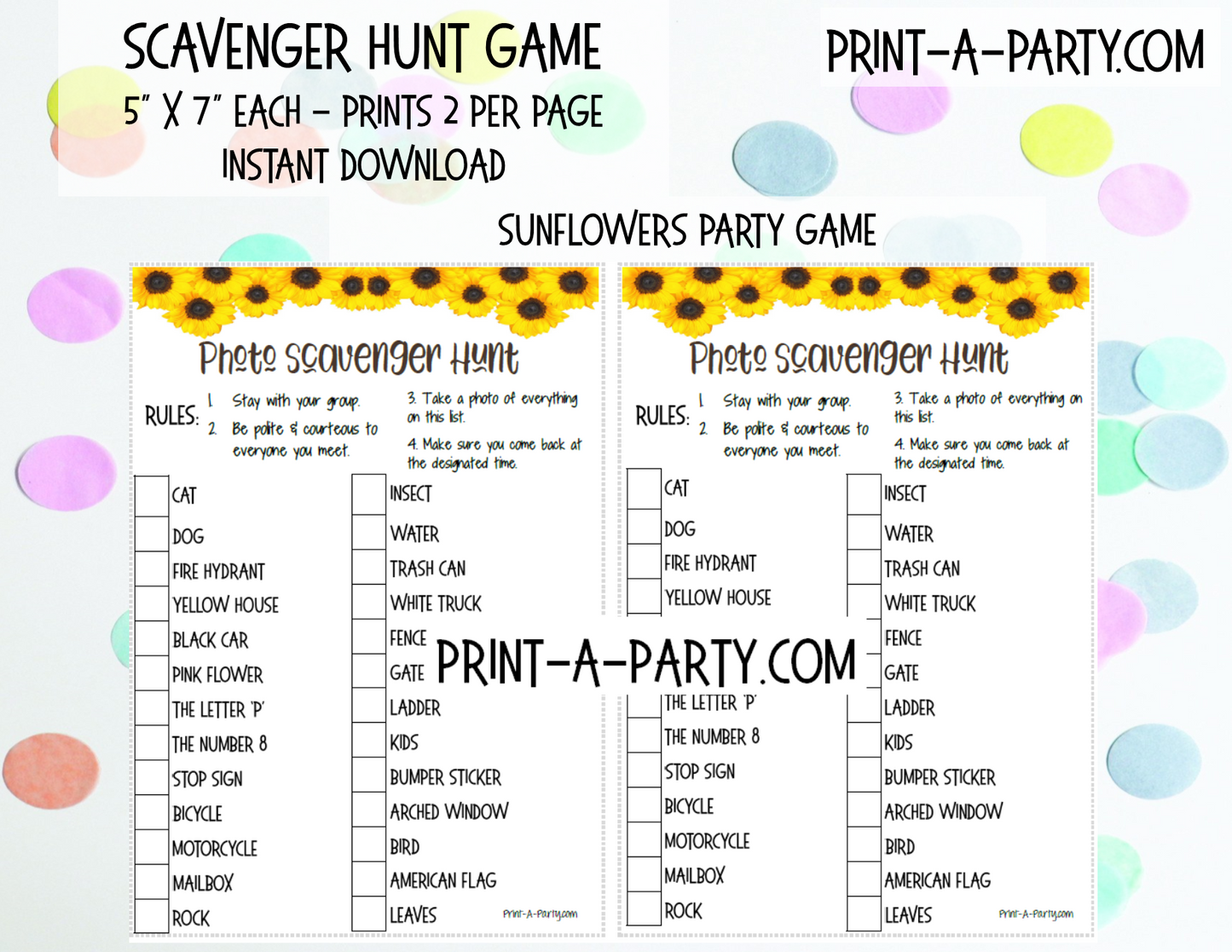 SCAVENGER HUNT GAME - INSTANT DOWNLOAD - Great for Tween/Teen parties