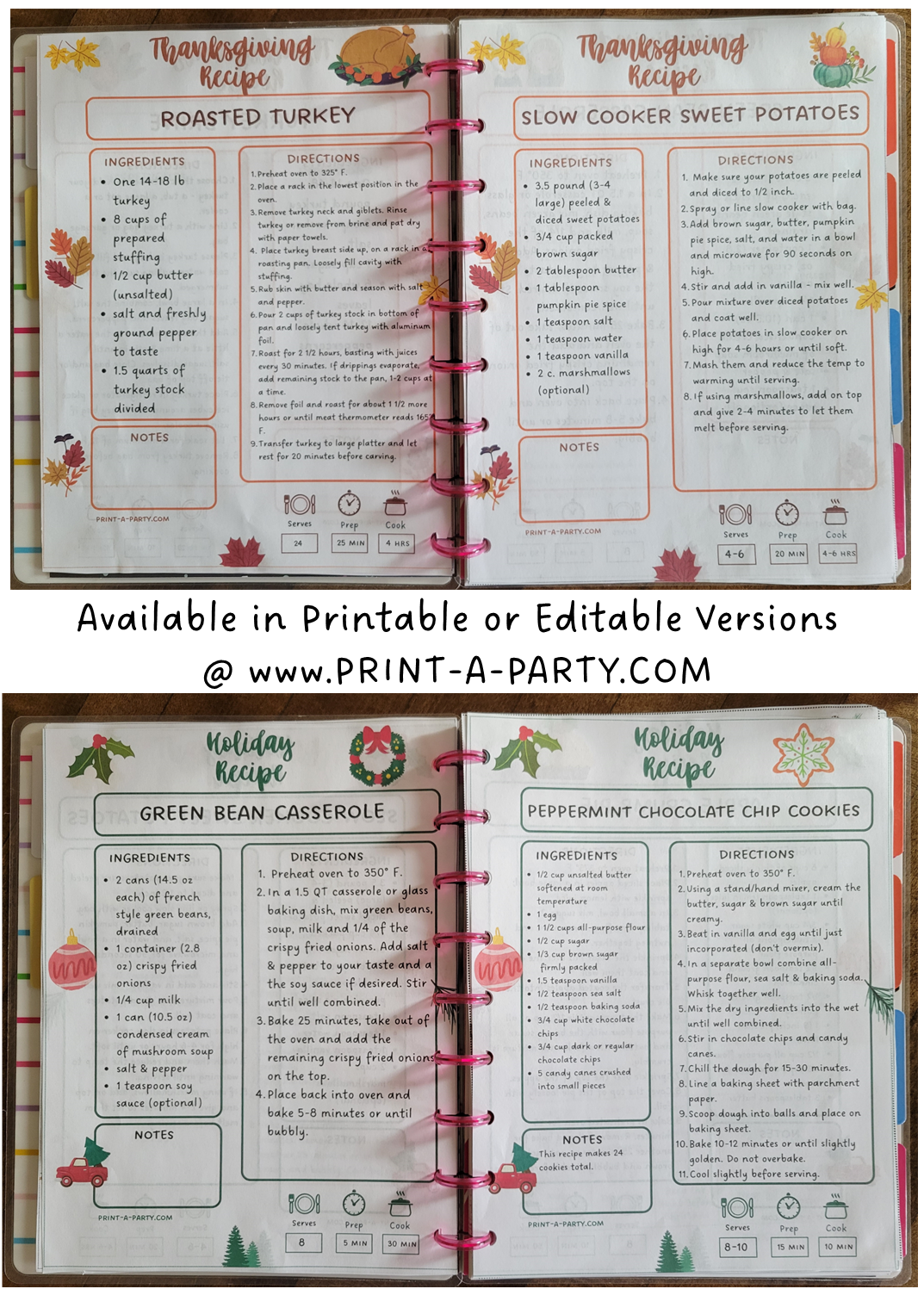 DIY Cookbook | COOKIE DOUGH Recipe Collection | PRINTABLE OR EDITABLE | Planner and Binder Size | Meal Plan | Planner Recipes | Binder Recipes