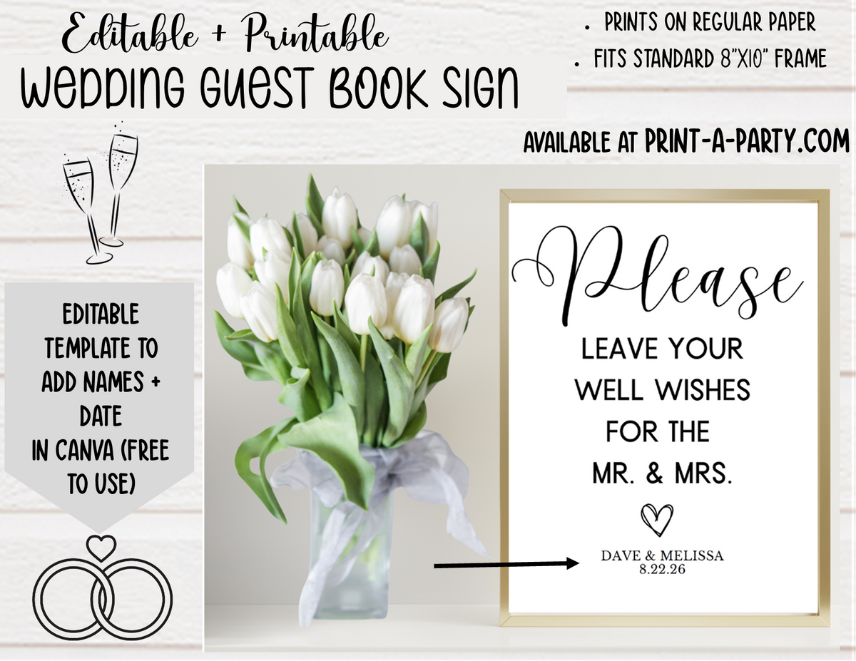 Sign Our Guestbook, Wedding Guestbook Sign, Editable Guest Book