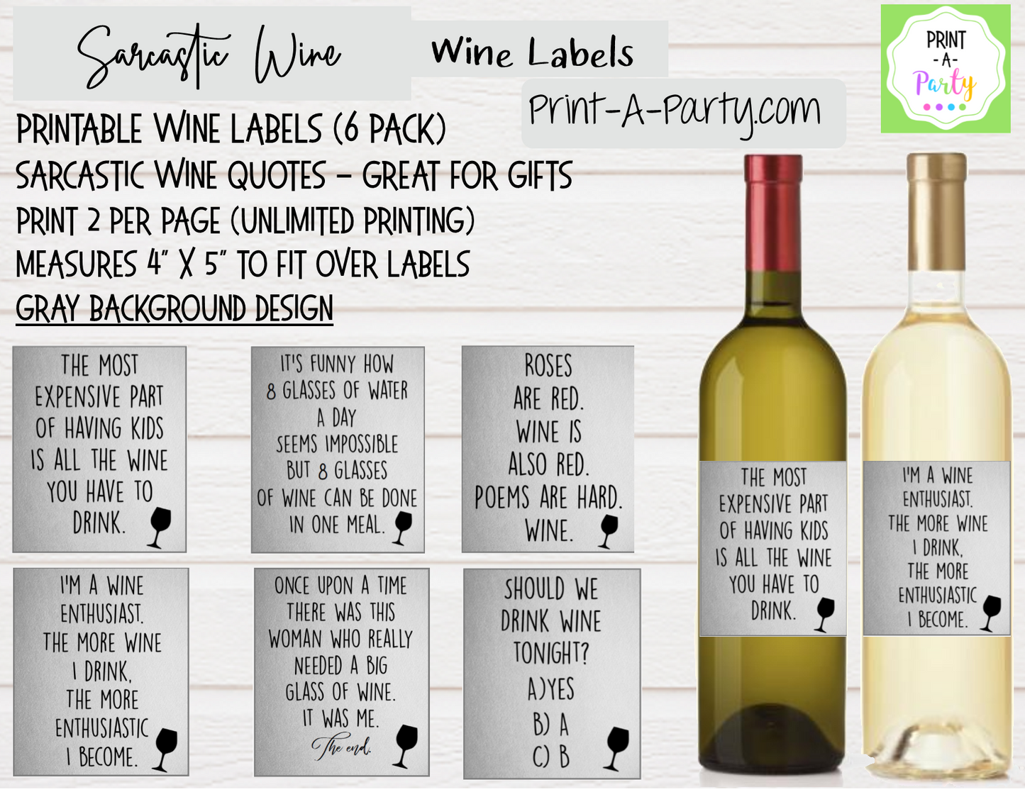 WINE LABELS: Sarcastic Meme Wine | Friends | Girlfriends | Girls Night Out | Sarcastic Funny (6) Labels - INSTANT DOWNLOAD - Use again and again!