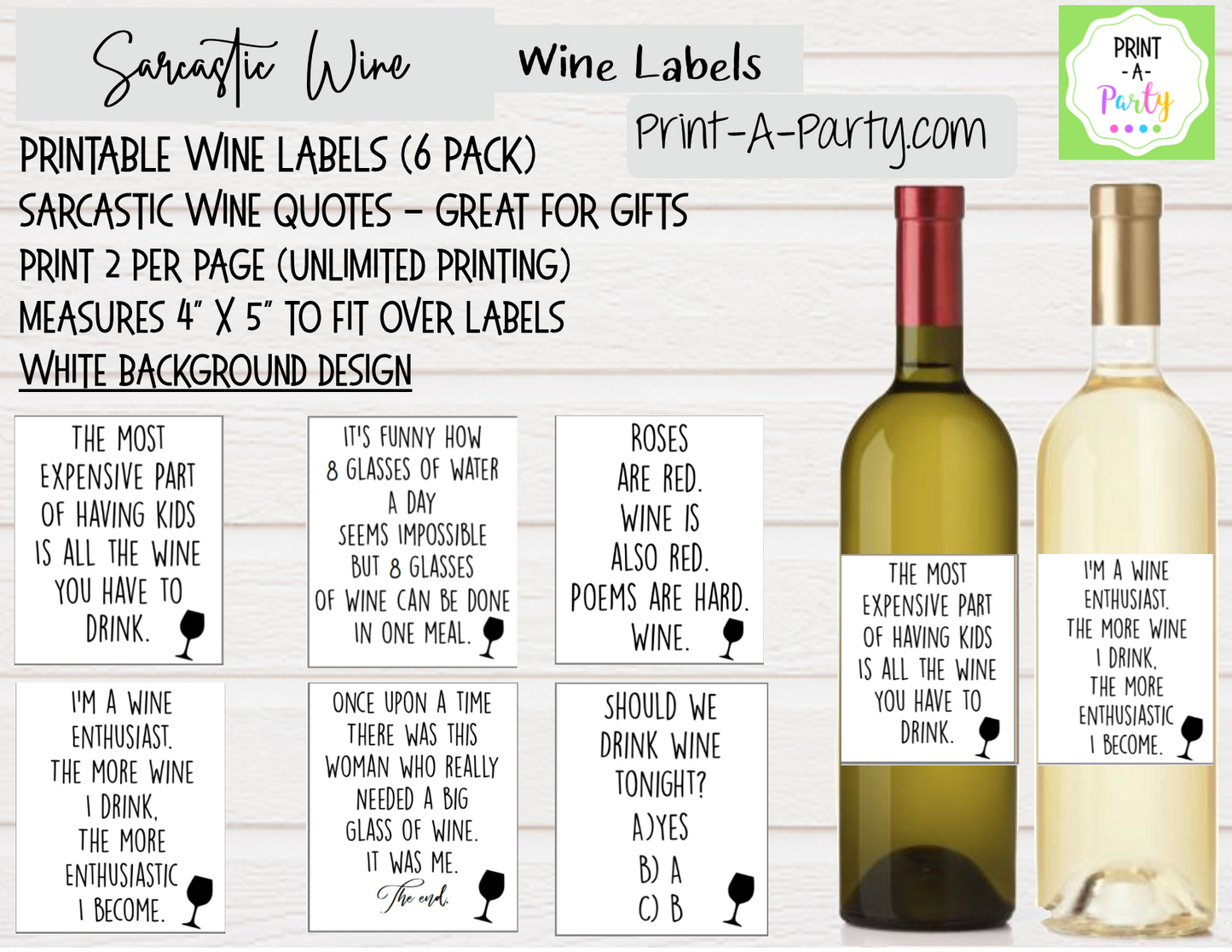 WINE LABELS: Sarcastic Meme Wine | Friends | Girlfriends | Girls Night Out | Sarcastic Funny (6) Labels - INSTANT DOWNLOAD - Use again and again!