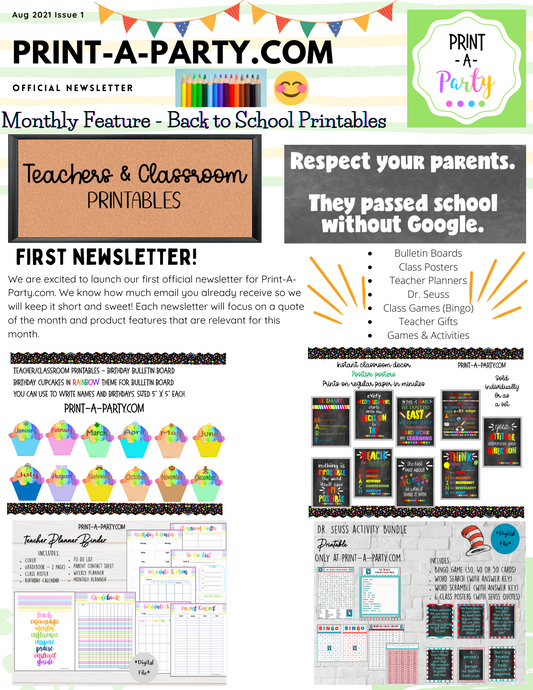 Our First Newsletter - Back To School | Aug 2021 | Volume 1