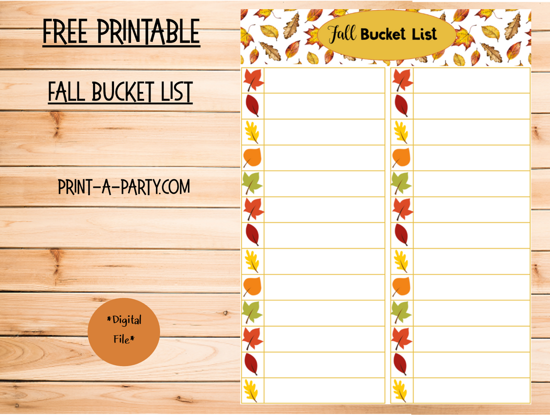 Fall bucket list Free Printable