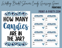 CANDY JAR GUESSING GAME | How many candies in jar | Blue Florals | Bridal Shower Game | Bridal Shower Decor | Wedding Shower Activity | Same Sex Wedding Shower Activities | Printable