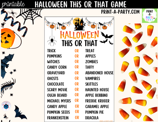 Halloween This or That Game Printable | Autumn Party Game & Icebreaker Activity