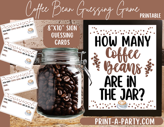 COFFEE BEAN JAR GUESSING GAME | How many coffee beans in the jar | Party | Brunch | Bridal Shower Game Sign | Printable