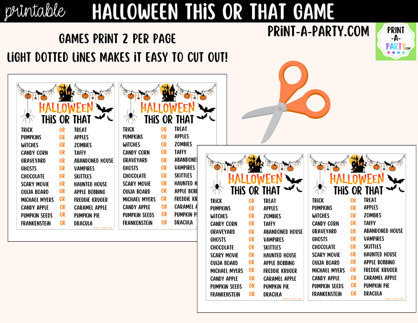 Halloween This or That Game Printable | Autumn Party Game & Icebreaker Activity