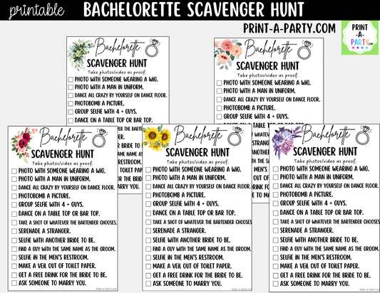 Bachelorette Scavenger Hunt Game Printable - Floral Design