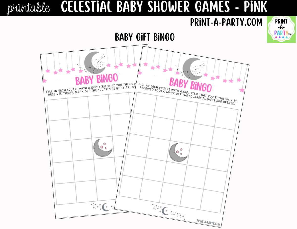 Celestial Baby Shower Games Bundle – Moon & Stars