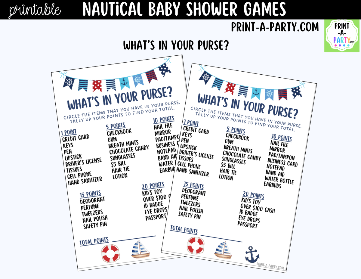 Nautical Baby Shower Games Printable | Sailor & Coastal Bundle