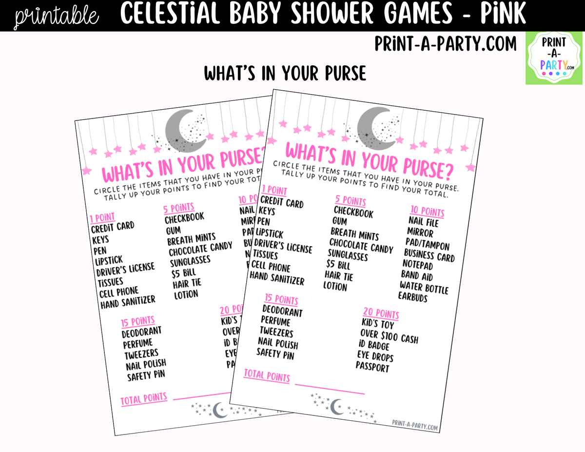 Celestial Baby Shower Games Bundle – Moon & Stars
