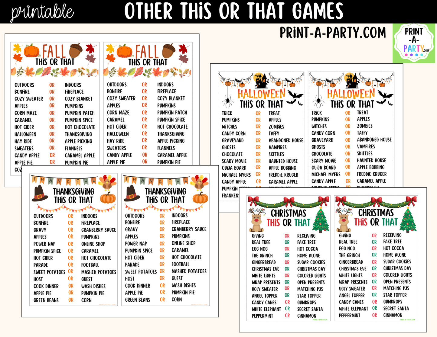 Halloween This or That Game Printable | Autumn Party Game & Icebreaker Activity
