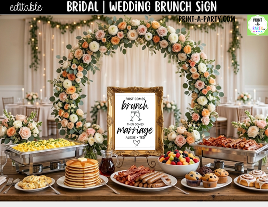 Editable Brunch Sign Canva Template | First Comes Brunch Then Comes Marriage | Printable 8x10