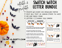 SWITCH WITCH Letter Bundle - EDITABLE | Comes with Editable Letter and Thank You Cards for Kids | Instant Download