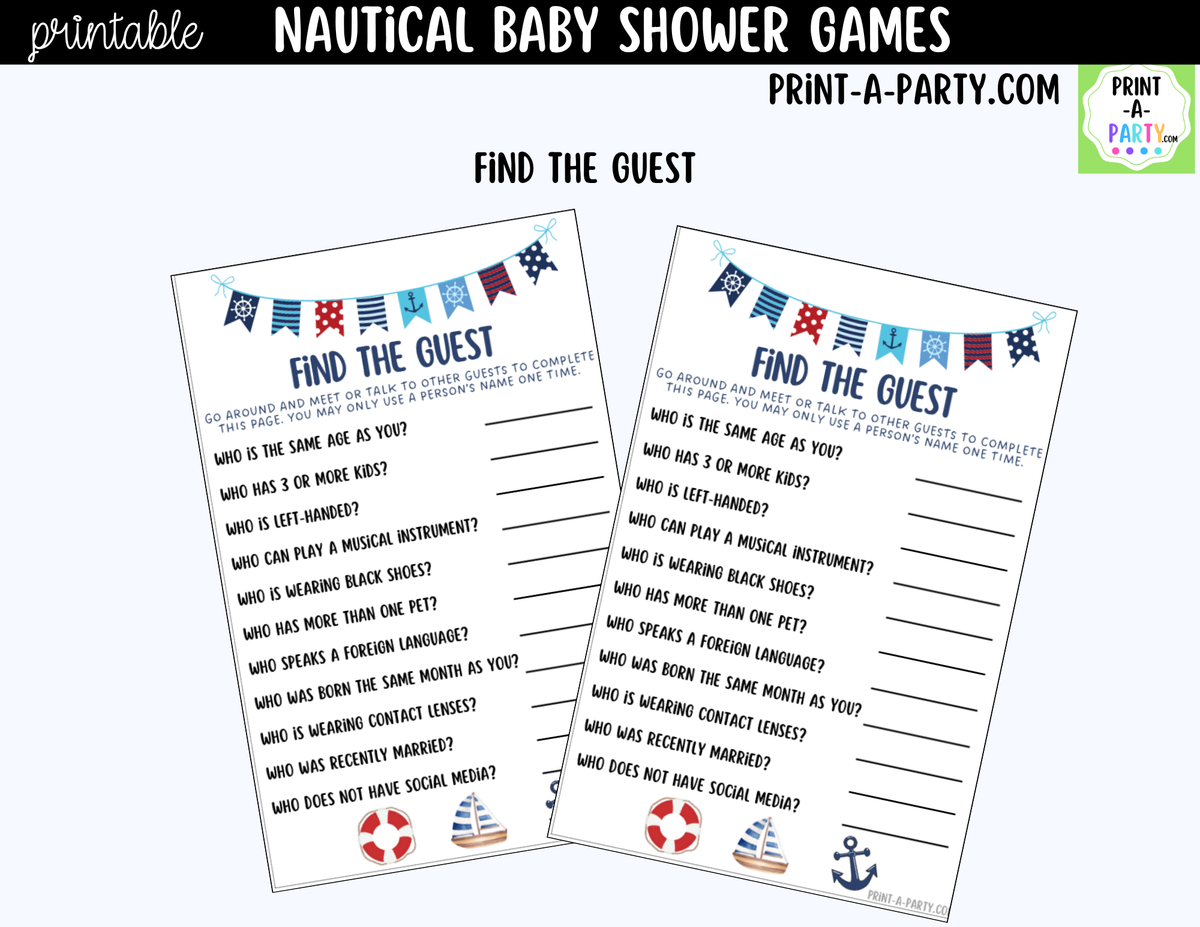 Nautical Baby Shower Games Printable | Sailor & Coastal Bundle