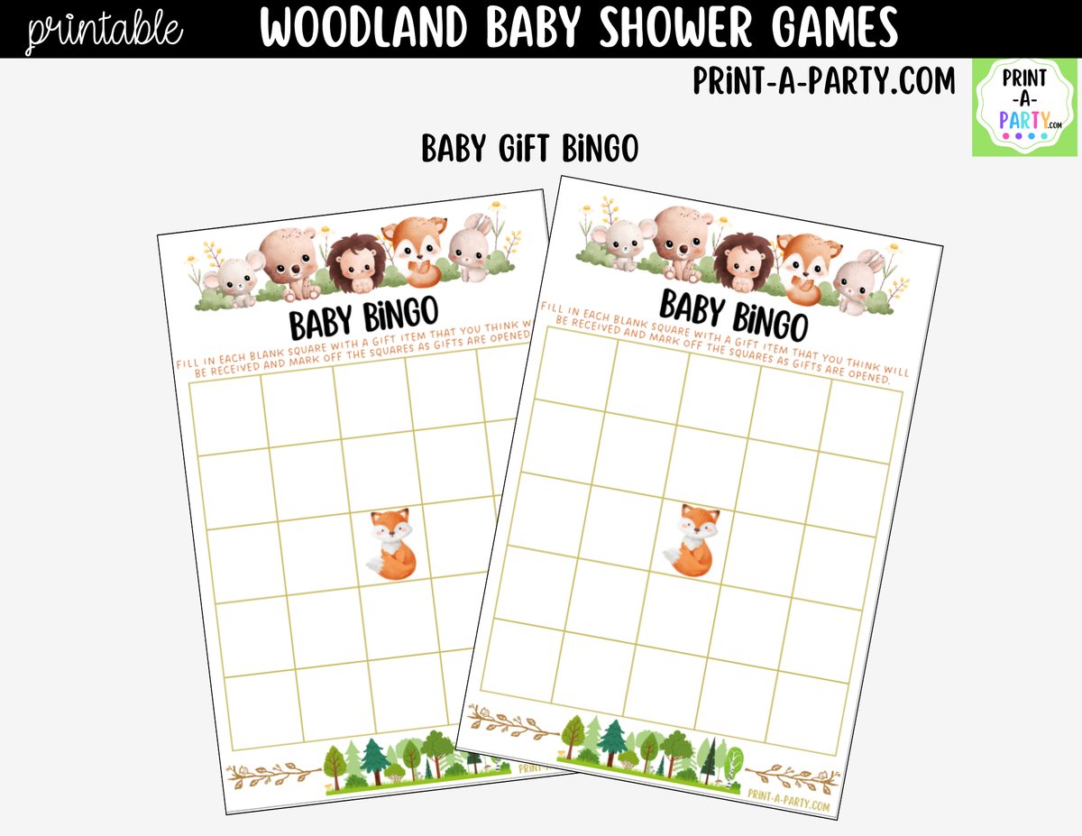 Woodland Baby Shower Games Printable | Forest Animals Bundle