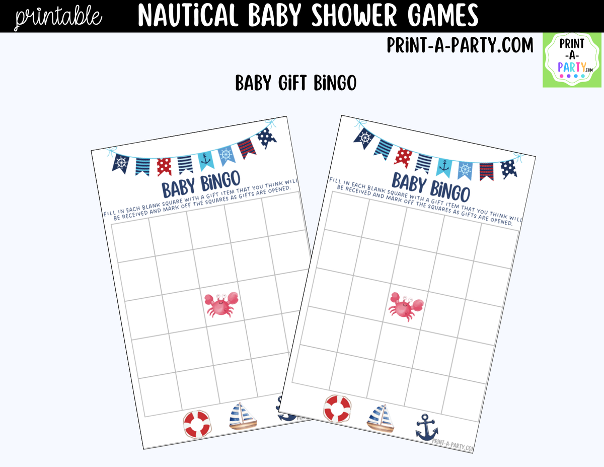 Nautical Baby Shower Games Printable | Sailor & Coastal Bundle