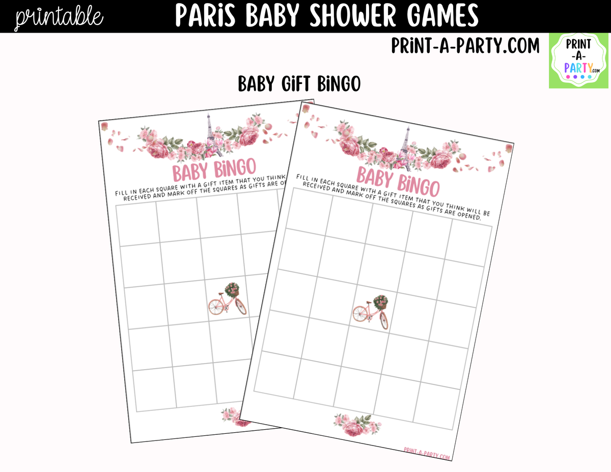 Paris Baby Shower Games Printable | Parisian Game Bundle