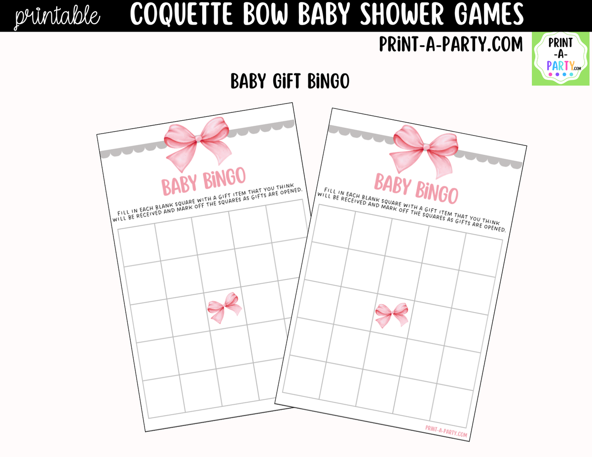 Pink Coquette Bow Baby Shower Games Printable | Bow Bundle