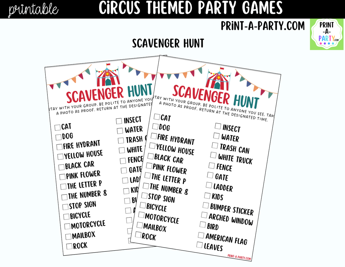 Circus Party Games Printable
