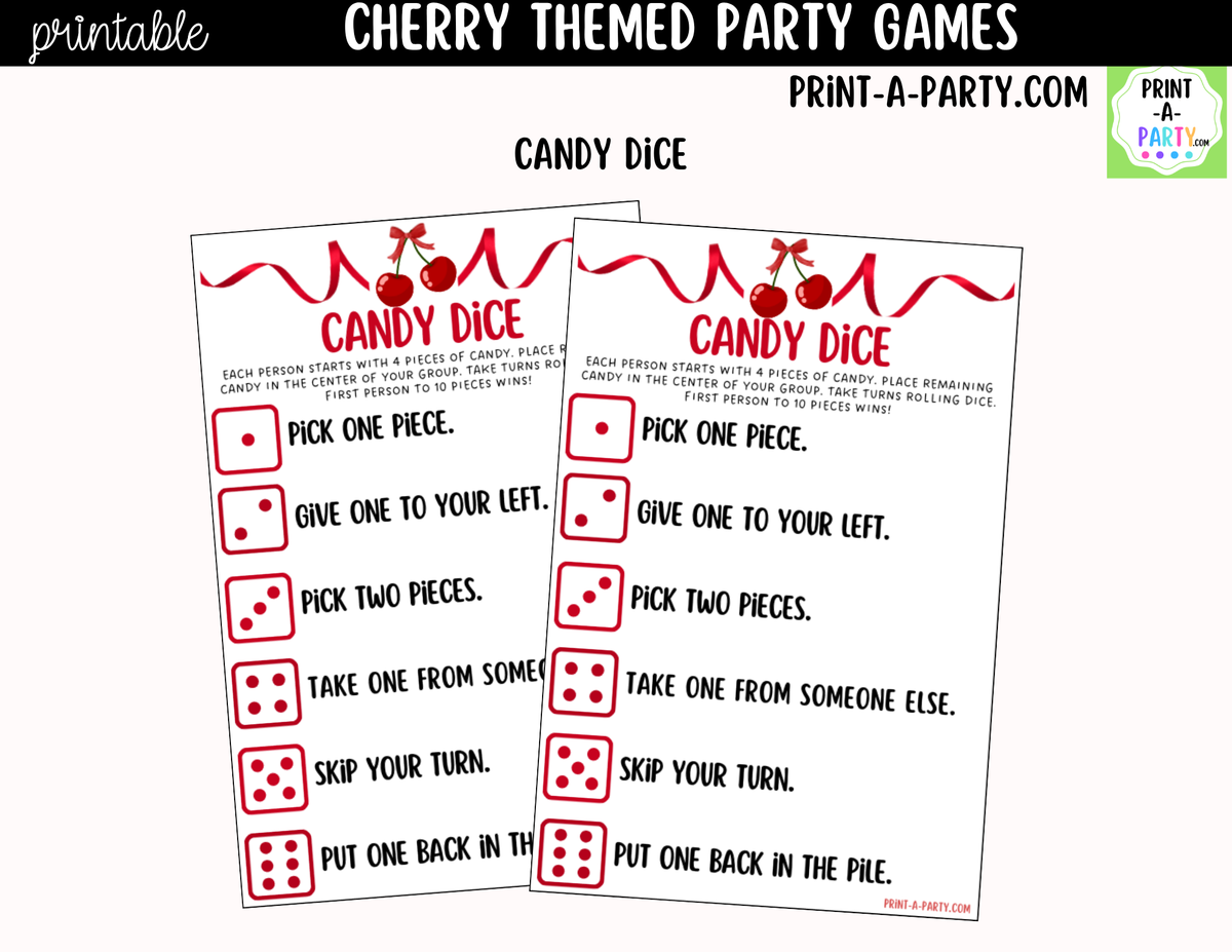 Cherry Party Games Printable | Cherry-themed Party Game Bundle